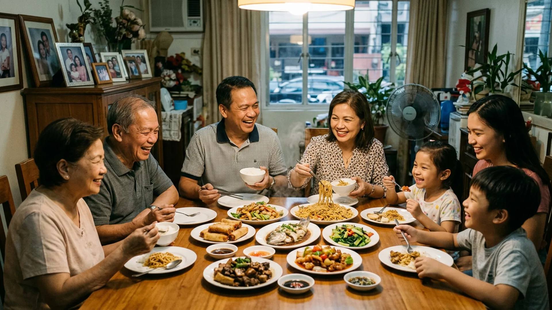 Family sharing a meal from Hong Fu Asian Cuisine